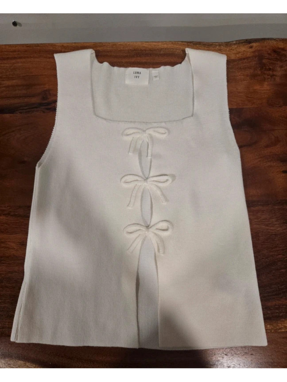 Luna Ivy Ribbed Bow Front Tank Top